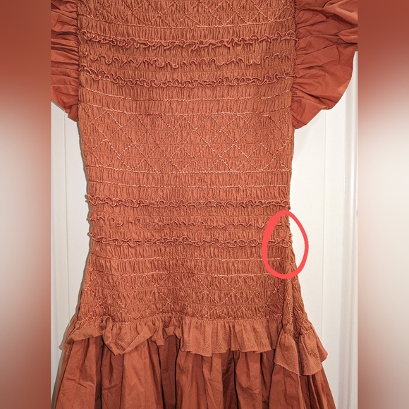 11. NWOT ULLA JOHNSON MADELINE SMOCKED MIDI DRESS - Picture 11 of 11